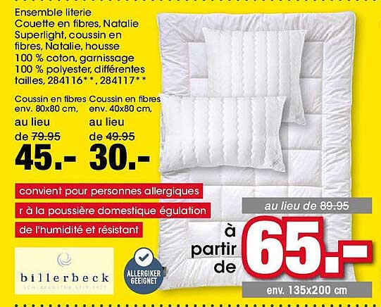 Ensemble literie Couette en fibres, Natalie Superlight