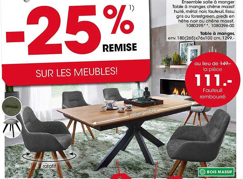 Ensemble salle à manger -25 % REMISE SUR LES MEUBLES!