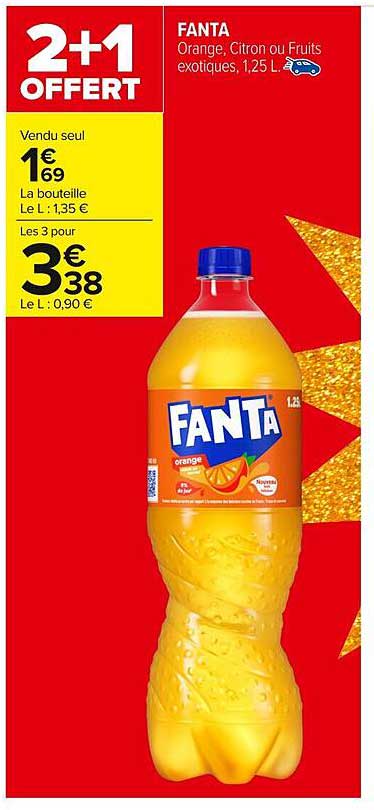 FANTA Orange, Citron ou Fruits exotiques, 1,25 L