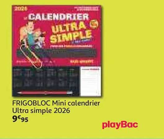 FRIGOBLOC Mini calendrier Ultra simple 2026