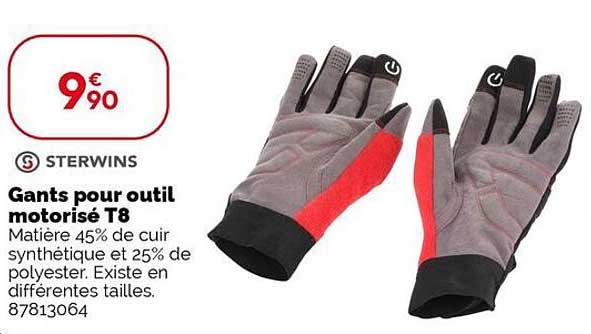 Gants pour outil motorisé T8