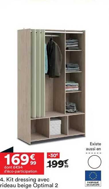Kit dressing avec rideau beige Optimal 2