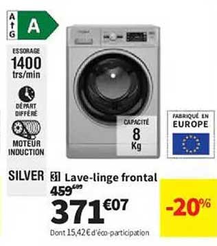 Lave-linge frontal 8 Kg Silver