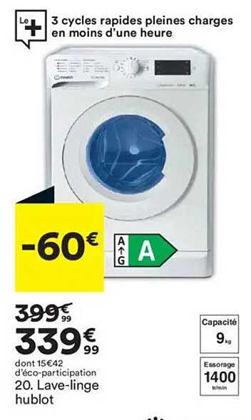 Lave-linge hublot 9 kg