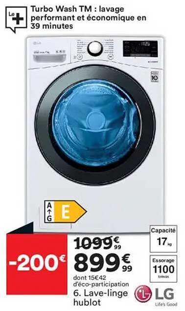 Lave-linge hublot LG - Turbo Wash TM