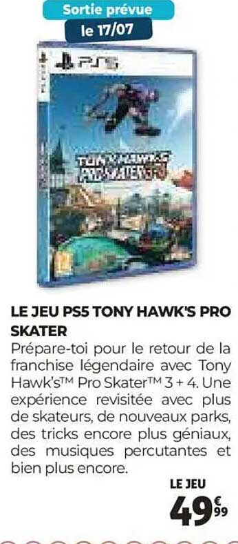 LE JEU PS5 TONY HAWK'S PRO SKATER