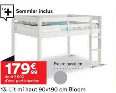 Lit mi haut 90x190 cm Bloom