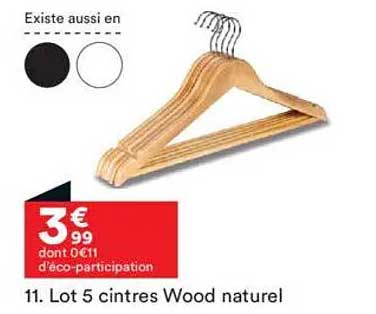 Lot 5 cintres Wood naturel