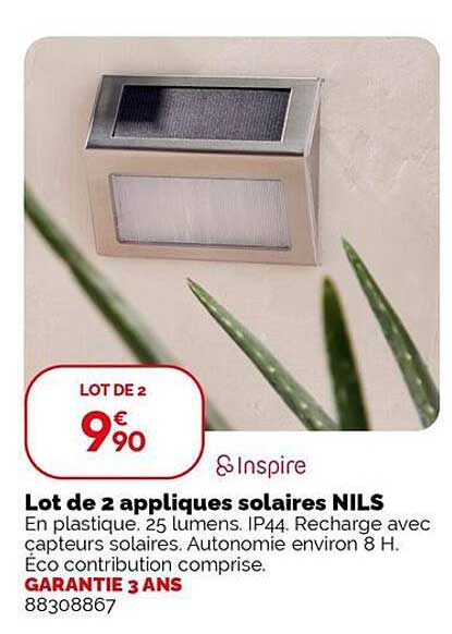 Lot de 2 appliques solaires NILS