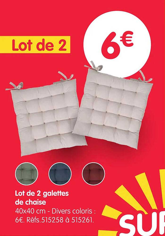 Lot de 2 galettes de chaise
