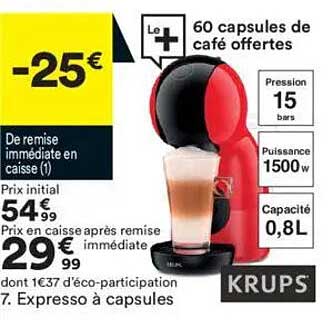 Machine à café KRUPS avec 60 capsules offertes
