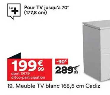 Meuble TV blanc 168,5 cm Cadiz