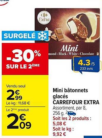 Mini bâtonnets glacés Carrefour Extra