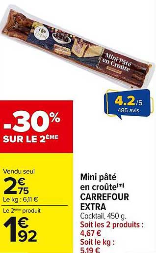 Mini pâté en croûte(m) CARREFOUR EXTRA