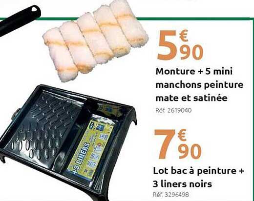 Monture + 5 mini manchons peinture mate et satinée