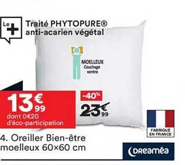 Oreiller Bien-être moelleux 60x60 cm