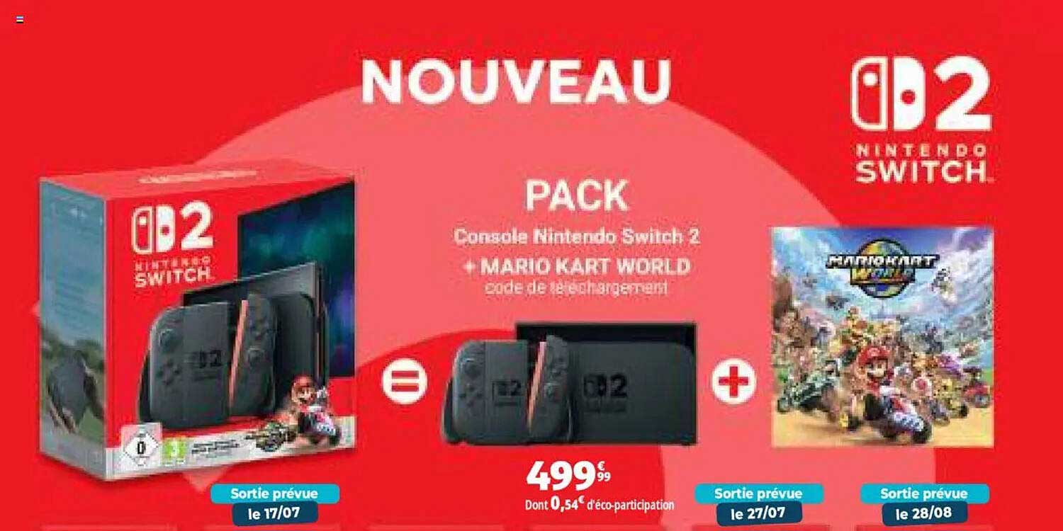 PACK Console Nintendo Switch 2 + MARIO KART WORLD code de téléchargement