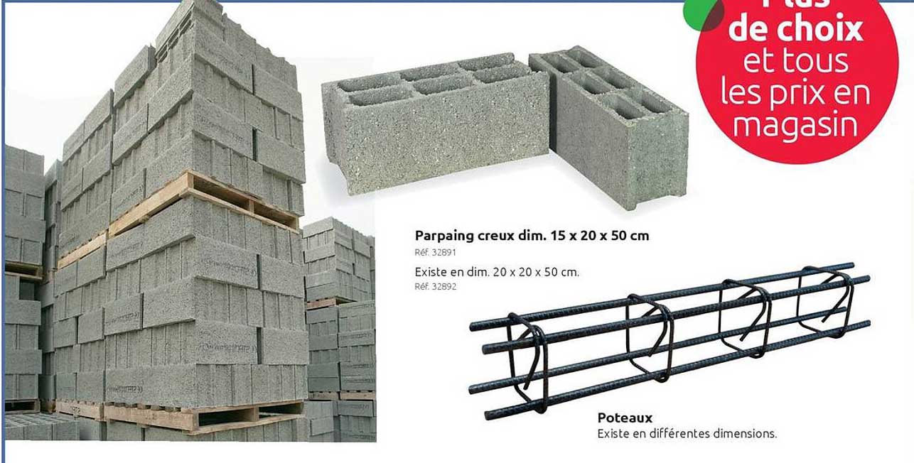 Parpaing creux dim. 15 x 20 x 50 cm