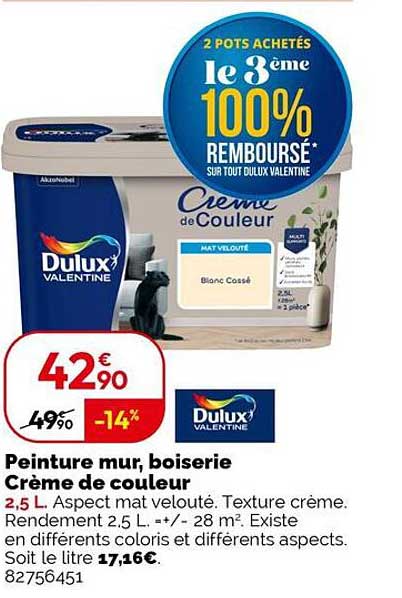Peinture mur, boiserie Crème de couleur