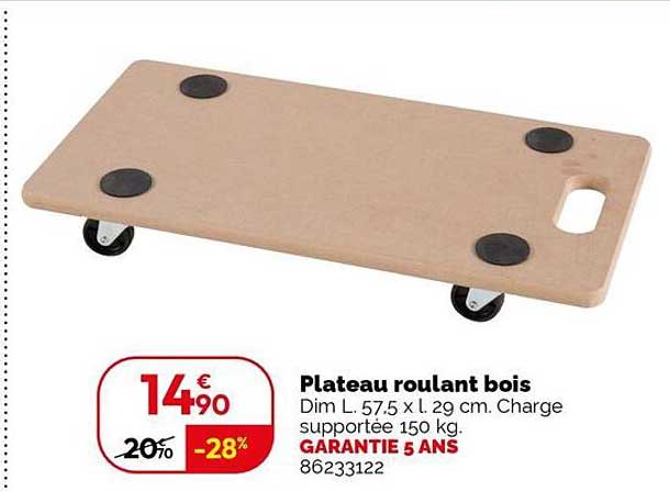 Plateau roulant bois