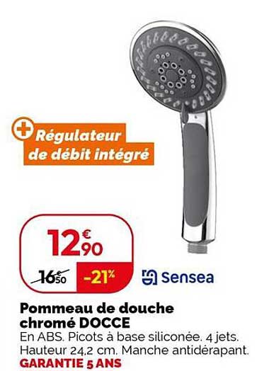 Pommeau de douche chromé DOCCE