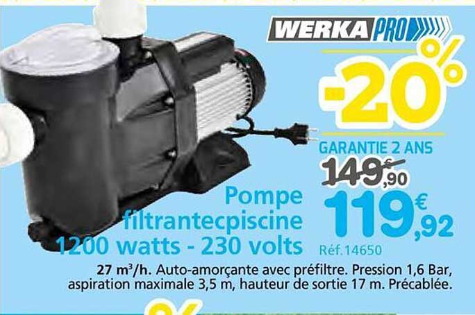 Pompe filtrante piscine 1200 watts - 230 volts
