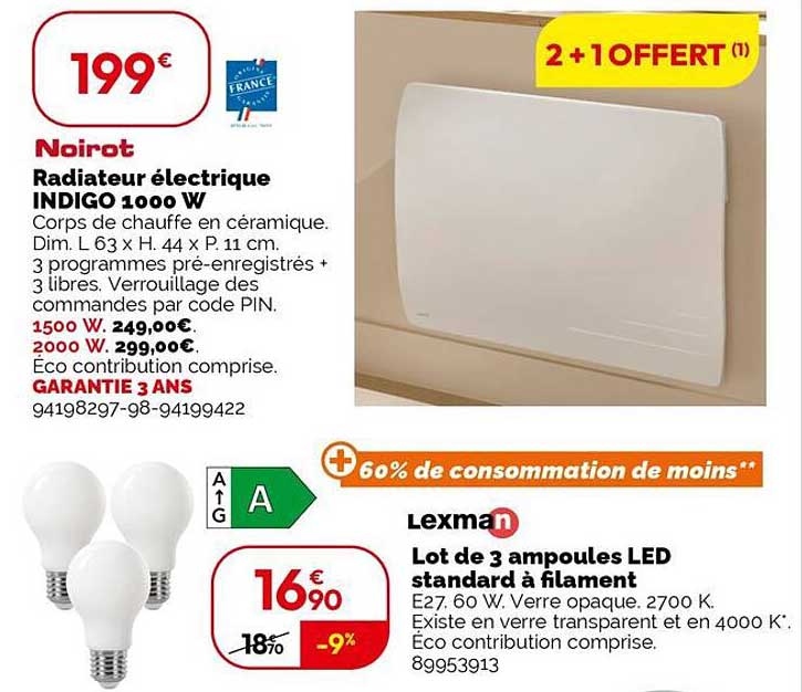 Radiateur électrique INDIGO 1000 W