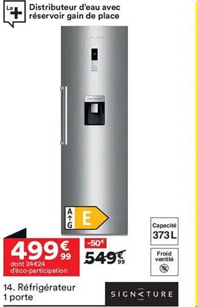 Réfrigérateur 1 porte avec distributeur d’eau