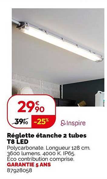 Réglette étanche 2 tubes T8 LED