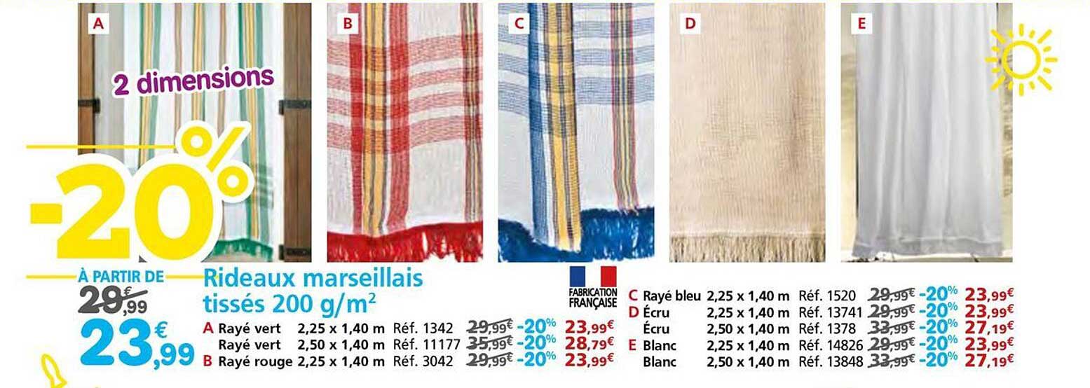 Rideaux marseillais tissés 200 g/m²