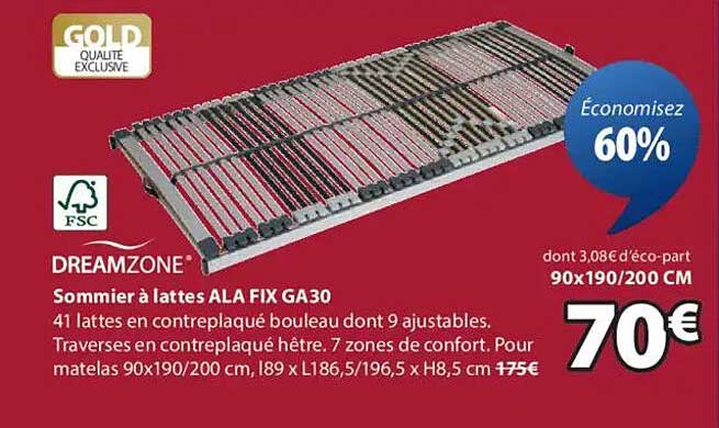 Sommier à lattes ALA FIX GA30