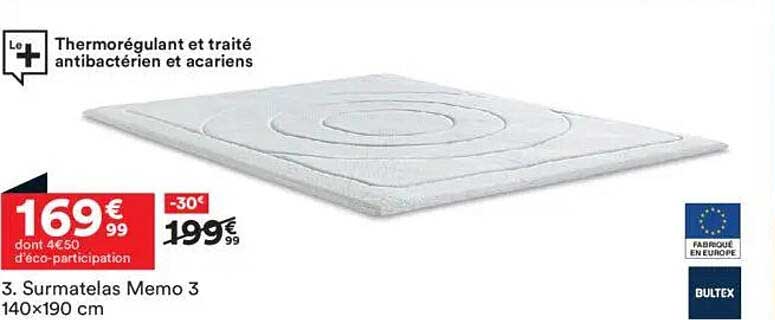 Surmatelas Memo 3 140x190 cm