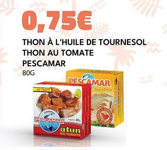 THON À L'HUILE DE TOURNESOL THON AU TOMATE PESCAMAR 80G