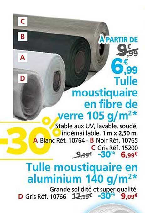 Tulle moustiquaire en fibre de verre 105 g/m²