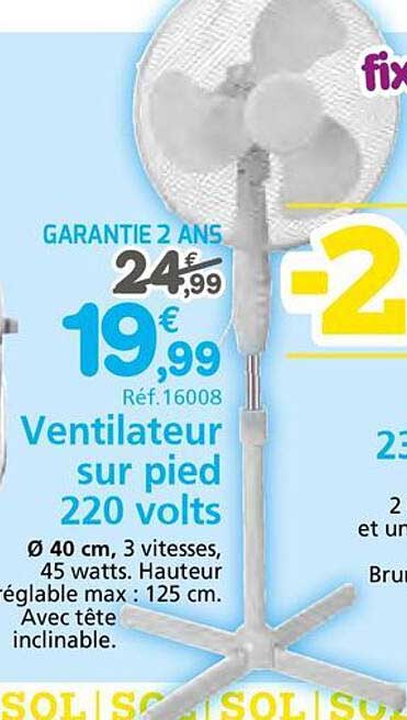 Ventilateur sur pied 220 volts
