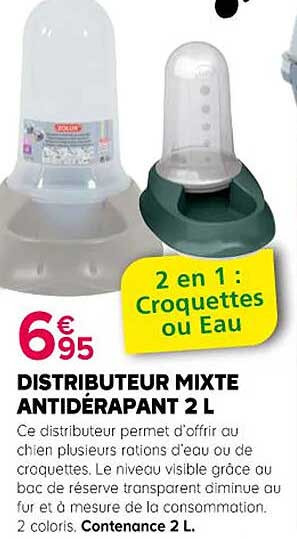 2 en 1 : Croquettes ou Eau