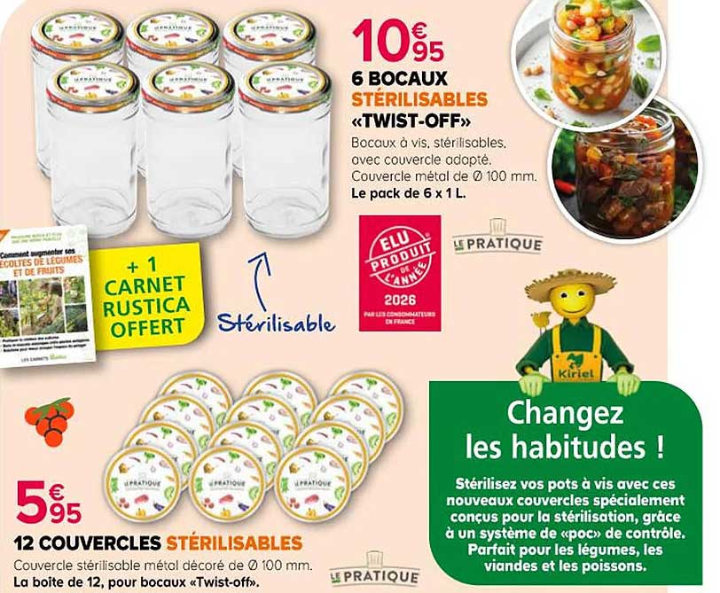 6 BOCAUX STÉRISABLES «TWIST-OFF»