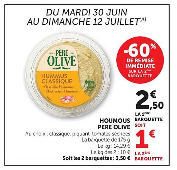 -60% de remise immédiate sur la 2ème barquette
