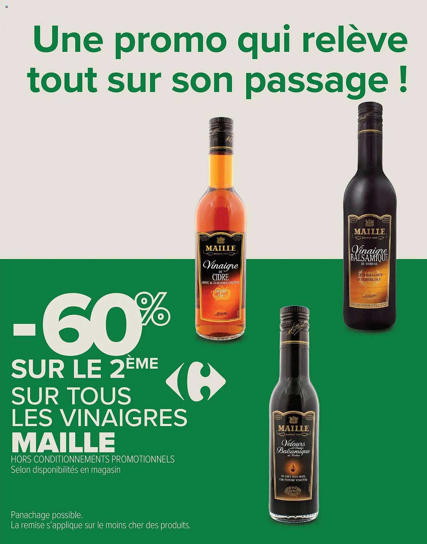-60% SUR LE 2ÈME SUR TOUS LES VINAIGRES MAILLE