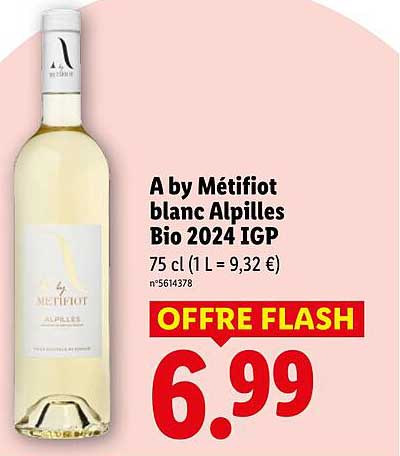 A by Métifiot blanc Alpilles Bio 2024 IGP