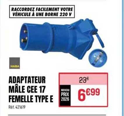 ADAPTATEUR MÂLE CEE 17 FEMELLE TYPE E