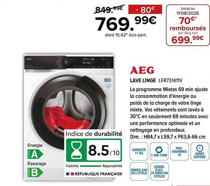AEG LAVE LINGE LFR73141V