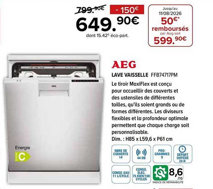 AEG LAVE VAISSELLE FFB74717PM