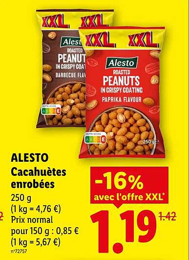 ALESTO Cacahuètes enrobées 250 g