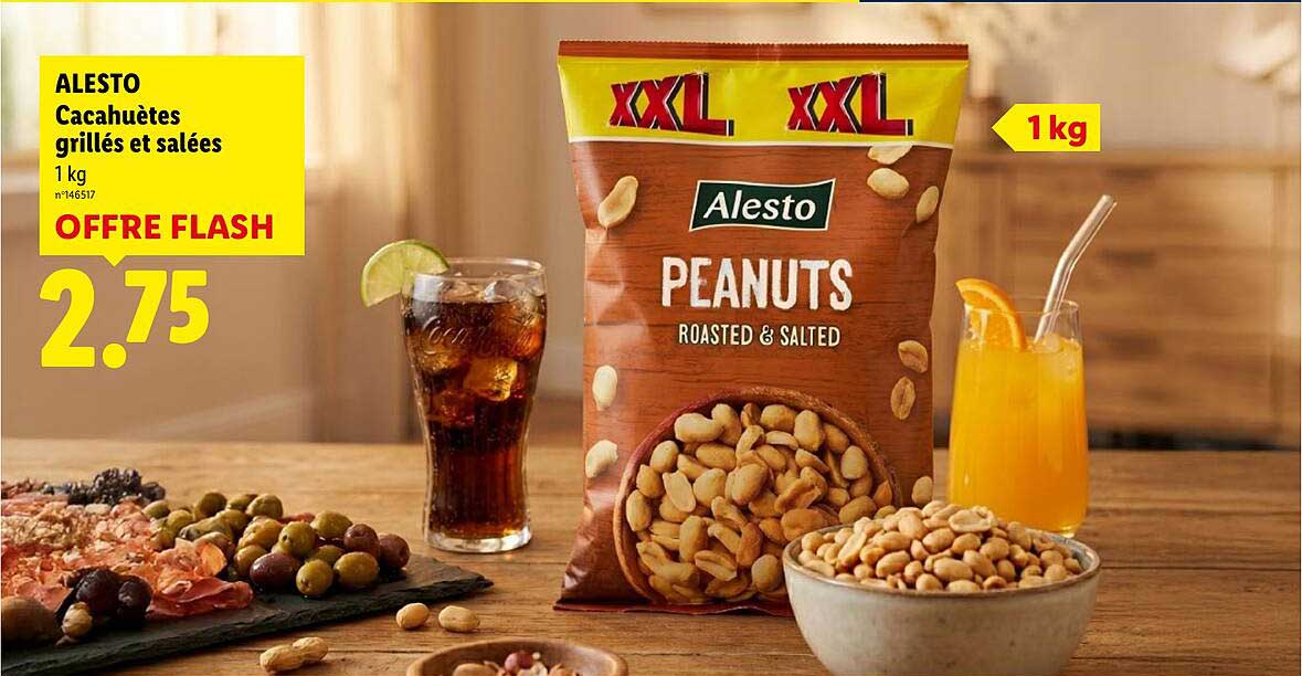 ALESTO Cacahuètes grillés et salées 1 kg OFFRE FLASH