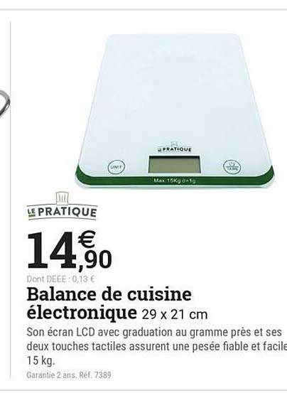 Balance de cuisine électronique 29 x 21 cm