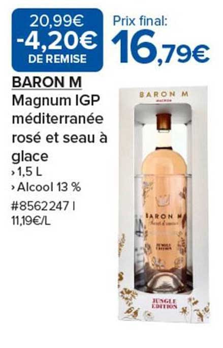 BARON M Magnum IGP méditerranée rosé et seau à glace