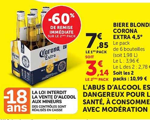 BIERE BLONDE CORONA EXTRA 4,5°