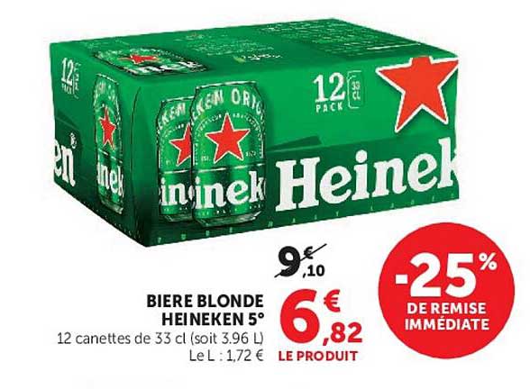 BIERE BLONDE HEINEKEN 5°