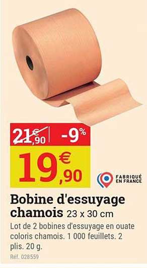 Bobine d'essuyage chamois 23 x 30 cm
